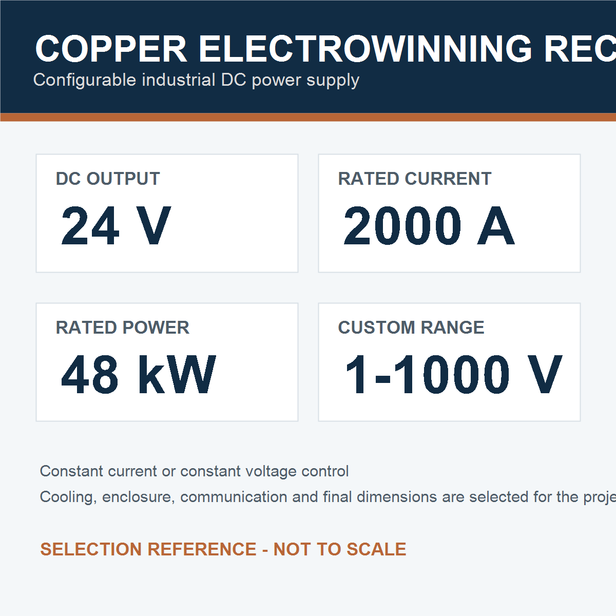 24V 2000A copper electrowinning rectifier specification card