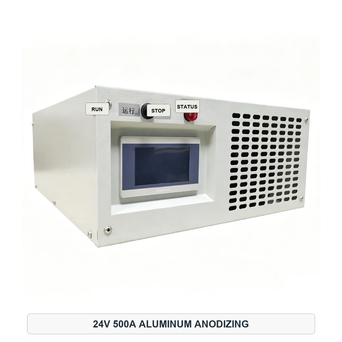Air-cooled cabinet for a 24V 500A aluminum anodizing rectifier