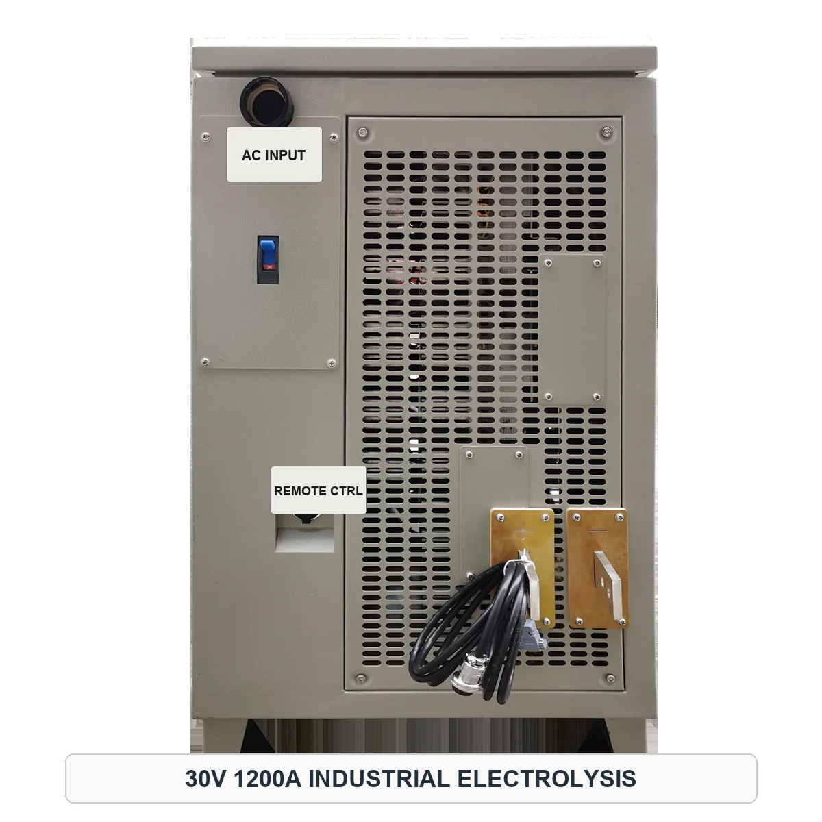 Rear connections and cooling layout of an industrial electrolysis rectifier