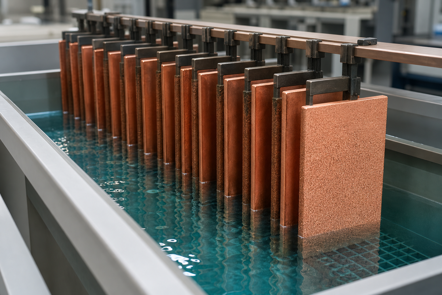 Copper electrowinning cathode plate application illustration